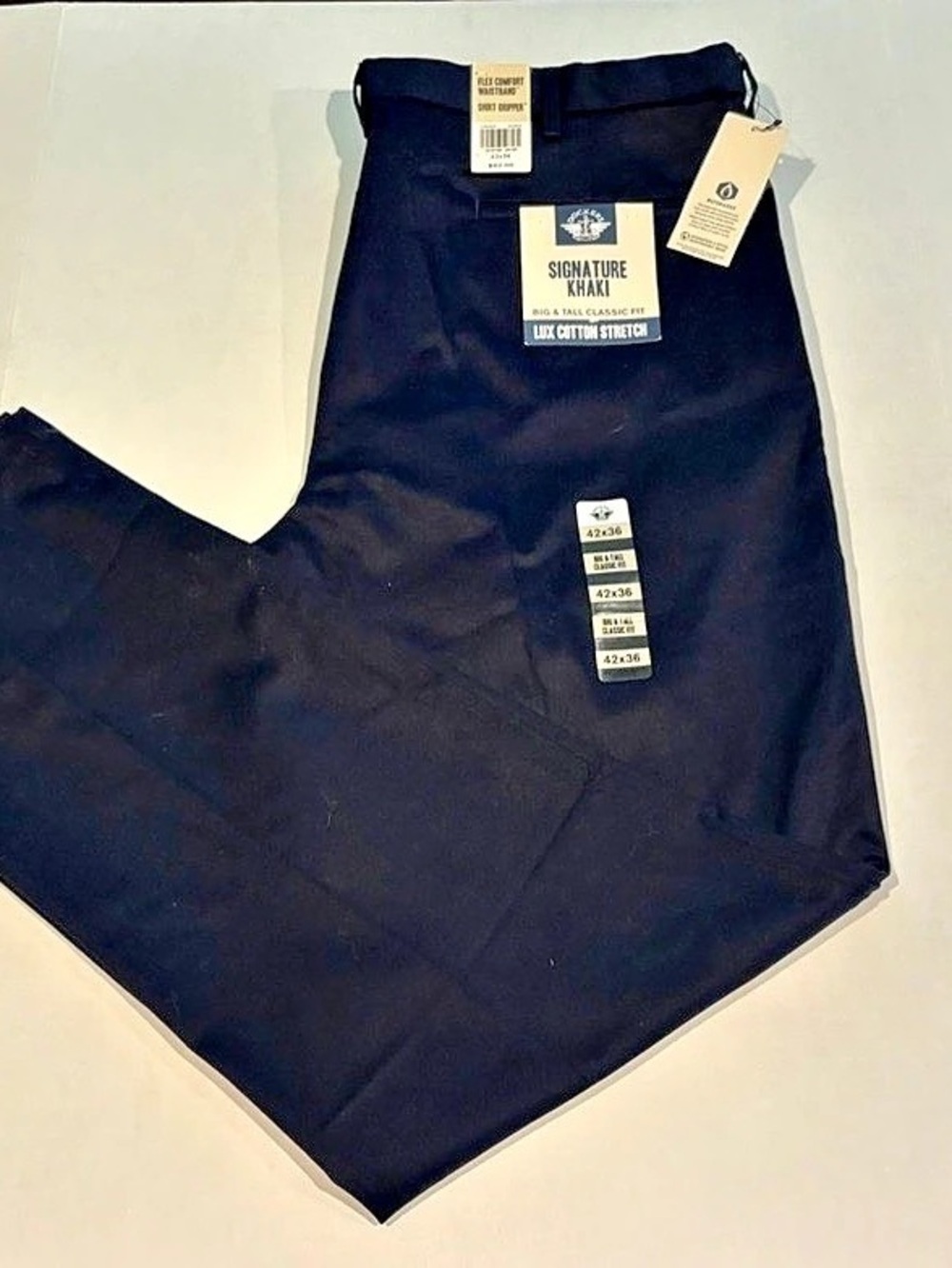Dockers Big & Tall Class Fit Signature Khaki Pant Blue 42x36 Lux Cotton Stretch
